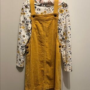 Tahari Mustard Corduroy Kids Dress with Floral Top